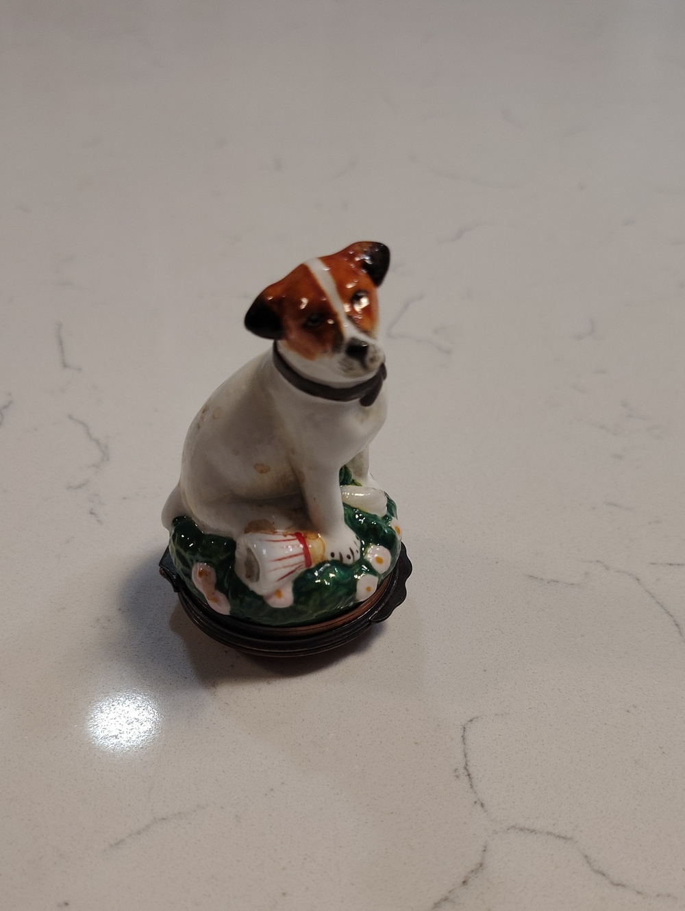 Limoges Jack Russell Athletic Brown and White Dog Figurine